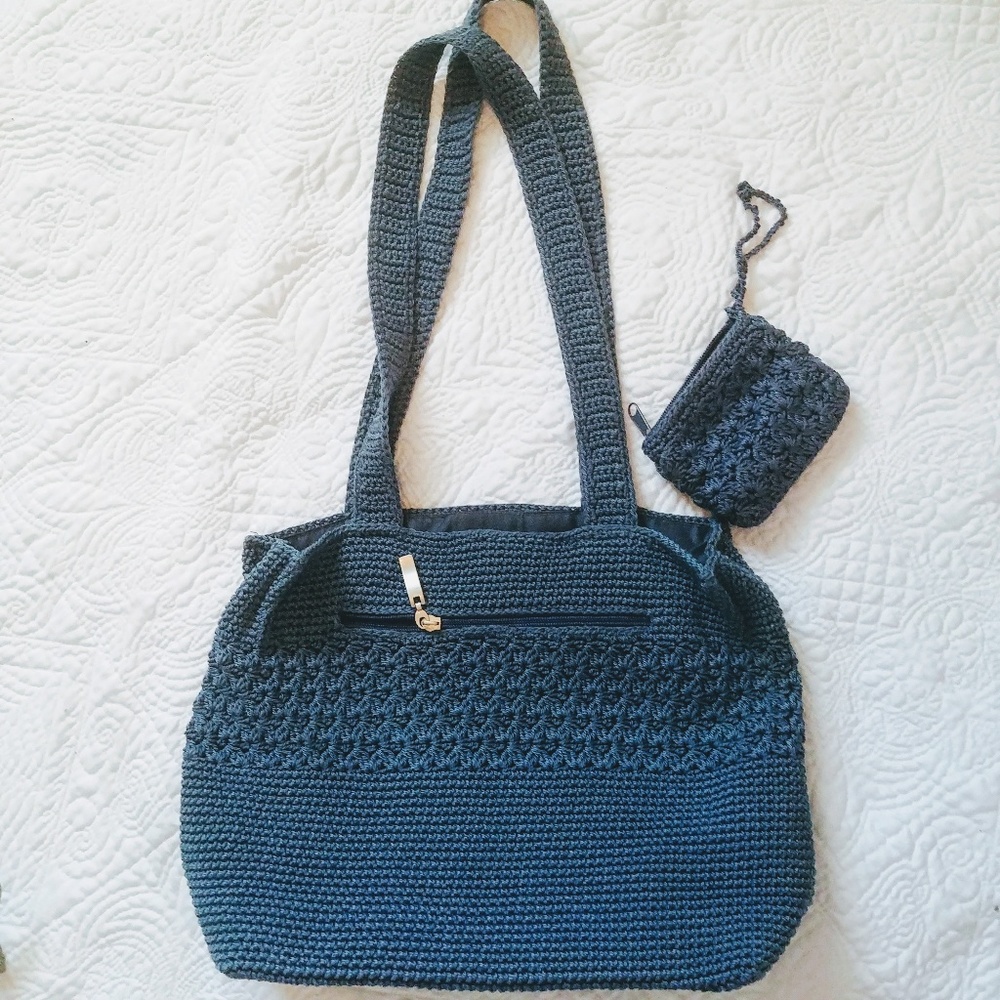 Blue crochet bag, large Worthington like new!